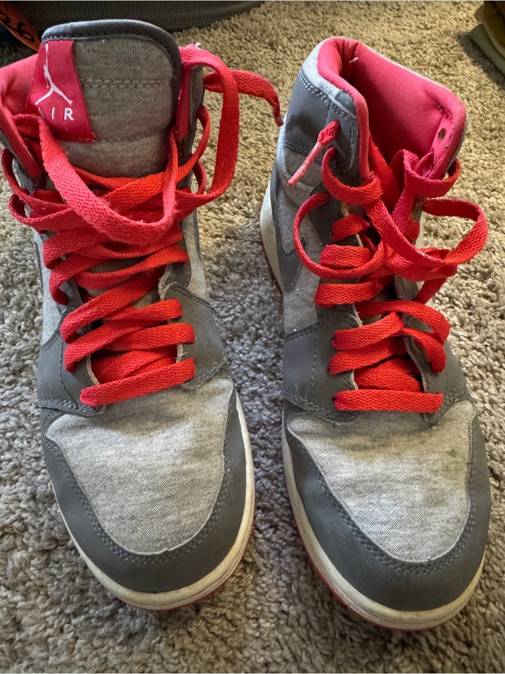 Jordan Kids High-Top Sneakers in Gray and Red